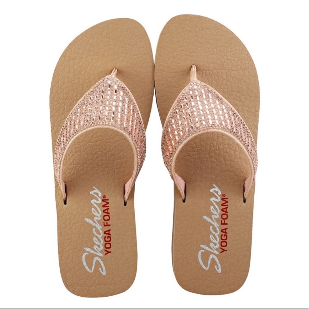 Skechers Yoga Foam Thong Sandals Rose Gold 8